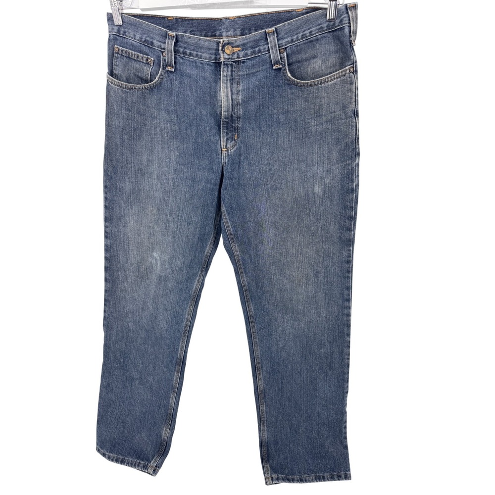 Carhartt Relaxed Fit Jeans Men's 38x32 Blue Cotton Polyester Workwear Denim